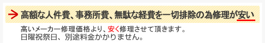 高額な人件費、事務所費、無駄な経費を一切排除